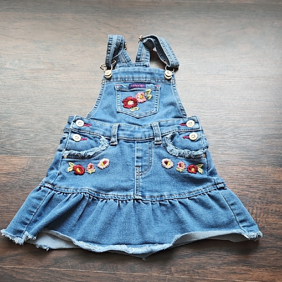 Jordache Blue And Red Overalls With Ruffled Skirt